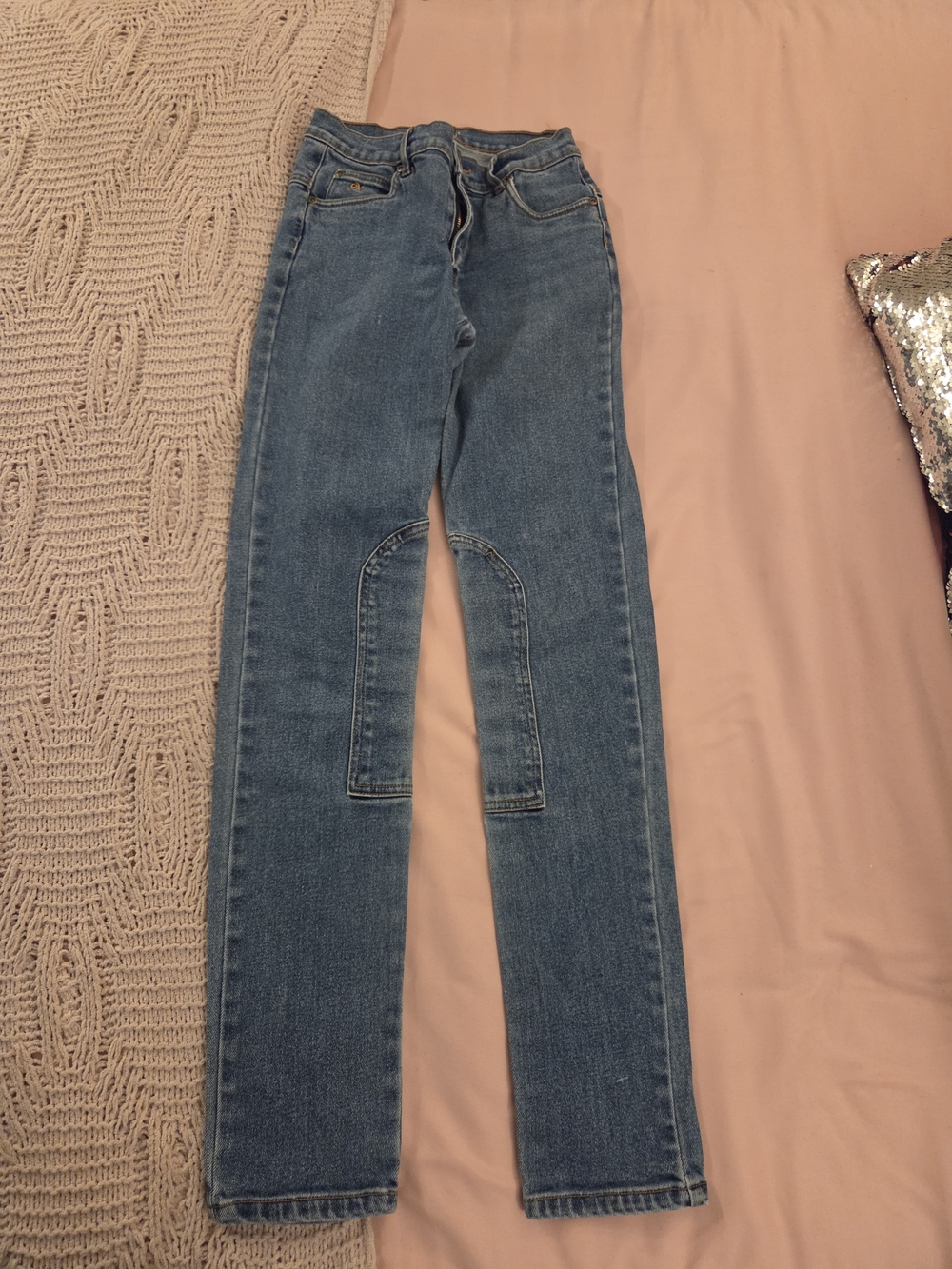 Women's Straight Ridding Jeans Leg Denim Jeans in Light Blue